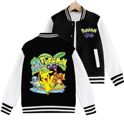 Pokemon Ball Pikachu Baseballjacke Squirtle Student Bomberjacke Kinder Preppy Jacke