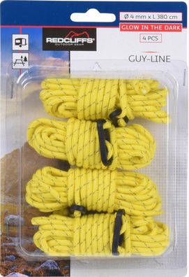 2,19 Euro pro Stück Outdoor Zeltseil 4er-Set 3,8m Ø4mm Leuchtend im Dunkeln Camping