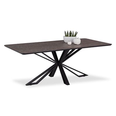 Esstisch Wohnzimmertisch 200x100 cm Tisch Esszimmertisch Metall Schwarz Braun