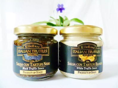 Trüffel Sauce Set weiße + schwarzer Trüffel - Salsa ital. Soße 2x 90g Glas