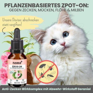 1.165,00 €/l) noms+ Zpot-on für Katzen 30ml zur Abwehr von Zecken, Flöhe etc mit Niem