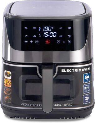 Huining Air Fryer 8L 1400W Schwarz mit Sichtfenster