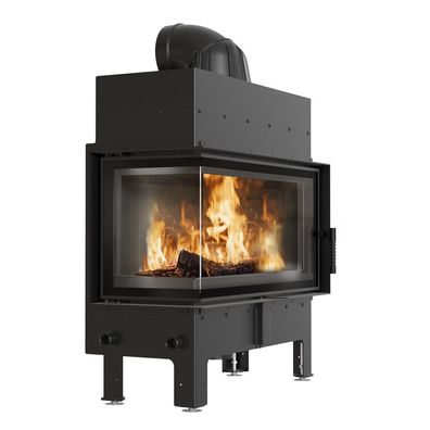 KRATKI FLOKI L Linker Luft Kamin 12 kW Ø200 Schwarz Set für Montage
