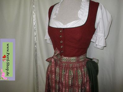 Dirndl mit Schürze, Gr. 44, H. Moser, rot, grün, wenig getragen