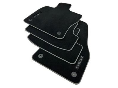 OEM VW T-Roc Cabrio Fussmatten Velours schwarz Premium Teppich mit Schriftzug