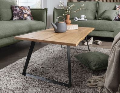 Couchtisch 110x60cm 'Lissabon' Wildeiche Stahl schwarz