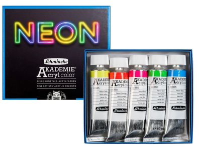 Schmincke Akademie NEON Acryl im Kartonset, 5 x 60ml
