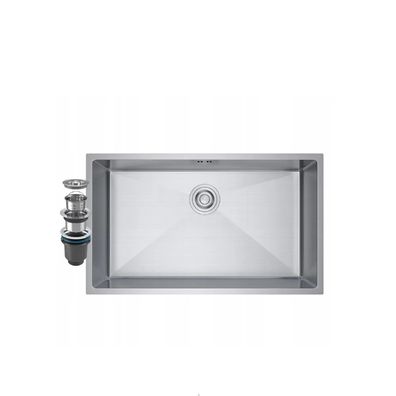 QLS Spülbecken SANTA Edelstahl Unterbau 74x44 cm + Siphon INOX 11220