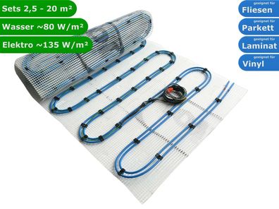 Fußbodenheizung Komplett Set Wasser & Elektro Heizmatte HoWaTech Duo Hybrid