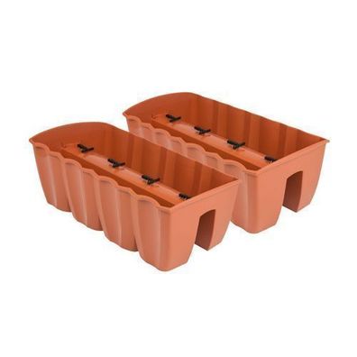 2x Blumenkasten 60cm Hängetopf Blumentopf Balkontopf Geländertopf Terrakotta