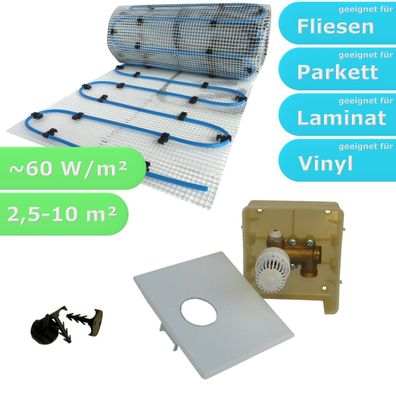 Fußbodenheizung Komplett Set Wasser Einrohr Dünnbett Matte 8mm Regelbox RTL