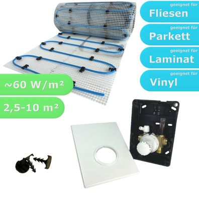 Fußbodenheizung Komplett Set Wasser Einrohr Dünnbett Matte 8mm Regelbox SI-RTL