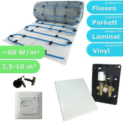 HoWaTech Warmwasser Fußbodenheizung Set Einrohr Heizmatte E-Regelbox Standard