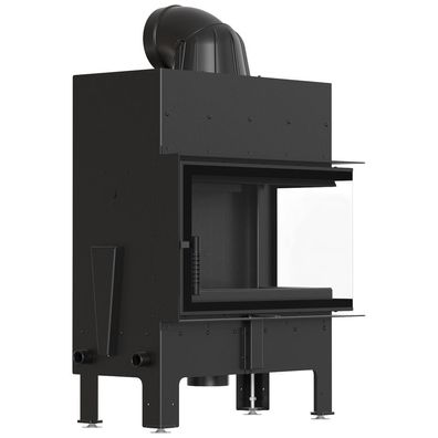 KRATKI FLOKI M Rechter Eck Kaminofen 10 kW Ø200 Schwarz Set für Montage