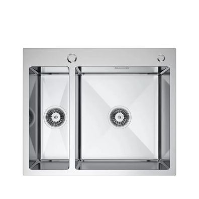 QLS Spülbecken 61x51 cm Edelstahl 1,5 Becken AIDA INOX Siphon Seifenspender 11227