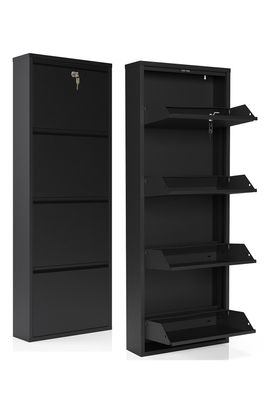 Schuhschrank Schuhschrank Metall, 4-türig, abschließbar, Robust & Fertig montiert