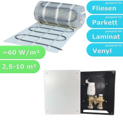 Fußbodenheizung Wasser Set HoWaTech mit 8mm Einrohr Heizmatte und G-RTL Regelbox