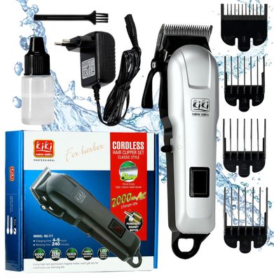 Akku Barttrimmer Haartrimmer elektrische Haarschneidemaschine LCD silber