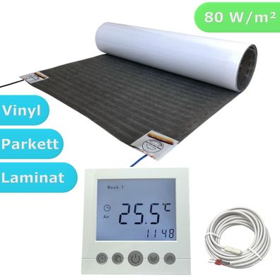 Fußbodenheizung elektrisch Komplett Set Heizfolie Thermostat Vinyl Folienheizung
