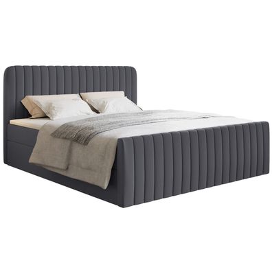 Selsey Saliano - Boxspringbett 200x200 mit Bettkasten, Topper, Chenille, graphit