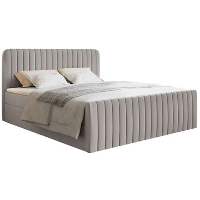 Selsey Saliano - Boxspringbett 200x200 mit Bettkasten, Topper, Chenille, greige