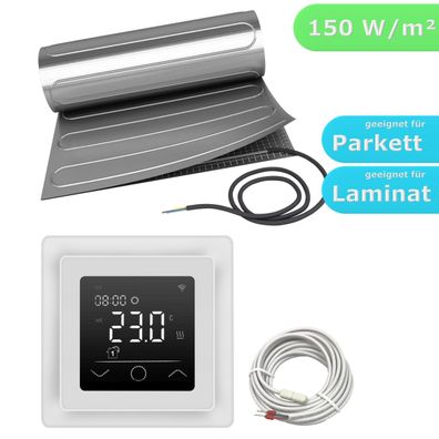 Fußbodenheizung Elektrisch Set HoWaTech ALU Heizmatte Laminat Vinyl Touch weiß