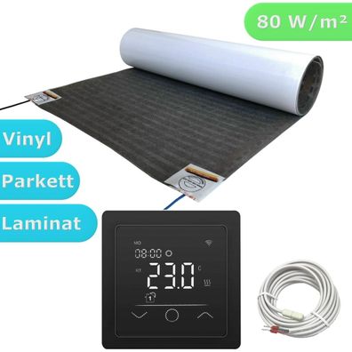 Fußbodenheizung Elektrisch Set HoWaTech Lux Heizfolie Touch Thermostat schwarz