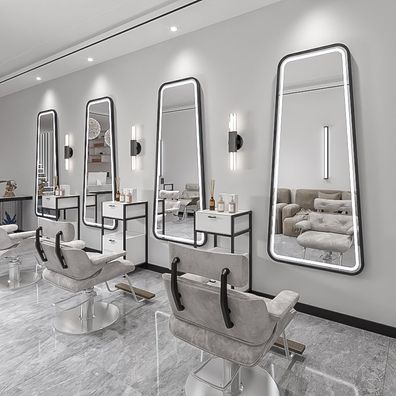 Konsole Friseur Barber Kosmetikspiegel LED Aluminiumrahmen 180x80 STD