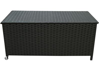 XXL Kissenbox Rattanoptik 850 L schwarz 170 x 95 cm rollbar Aufbewahrungsbox