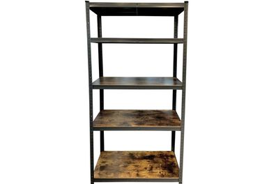 Schwerlastregal Grau 180 x 90 cm 5 MDF-Einlegeböden Holzoptik verstellbar