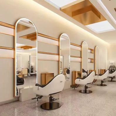 Konsolentisch Friseursalon Barberspiegel LED Aluminiumrahmen 200x80 PRO doppelseitig