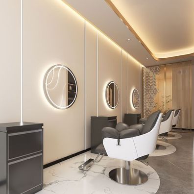 Konsole Friseur Barber Kosmetikspiegel LED Aluminiumrahmen 80x80 STD