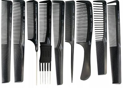 Set von 9 verschiedenen Arten von Friseurkämmen professionelles Set