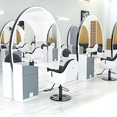 Konsolentisch Friseurstuhl Barberspiegel LED Aluminiumrahmen 200x120 PRO