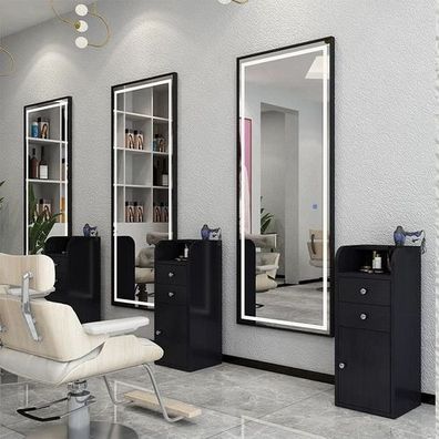 Konsolentisch Friseursalon Barberspiegel LED Aluminiumrahmen 180x70 PRO