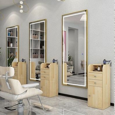 Konsolentisch Friseursalon Barberspiegel LED Aluminiumrahmen 180x70 STD