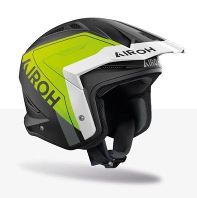 Openfacehelm Schutzhelm Rollerhelm Motocross AIROH TRR 2 Hunt Weiß Schwarz Gelb
