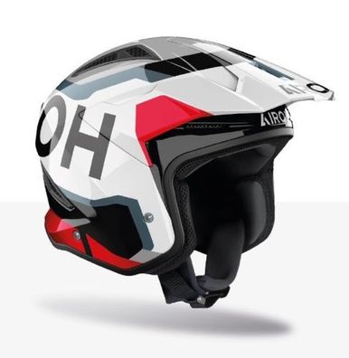 Openfacehelm Schutzhelm Rollerhelm Motocrosshelm AIROH TRR 2 Jupiter Rot Weiß