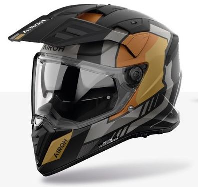 Endurohelm Schutzhelm Crosshelm Motorradhelm Quad AIROH BANDIT Horn Gold Schwarz