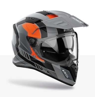 Endurohelm Schutzhelm Crosshelm Motorradhelm Quad AIROH BANDIT Horn Grau Orange