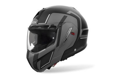 Flip Up Helm Schutzhelm Crosshelm Motorradhelm AIROH Mathisse 2 Genius Grau Weiß