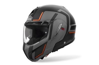 Flip Up Helm Schutzhelm Crosshelm Motorrad AIROH Mathisse 2 Genius Grau Orange