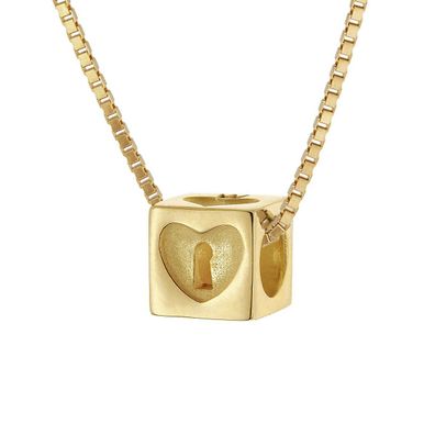 trendor Schmuck Damen-Halskette mit Würfel-Anhänger 925 Silber Goldplattiert 28394