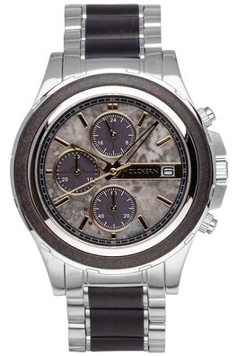Holzkern Herrenuhr Solar-Chronograph Kairo Ahorn Schwarz/Marmor