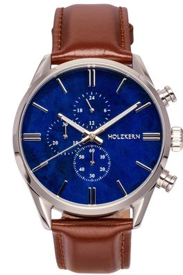Holzkern Herrenuhr Chronograph Naturalist Marmor/Silberfarben