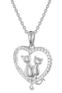 trendor Schmuck Damen-Halskette Katzen 925 Silber Rhodiniert 28398