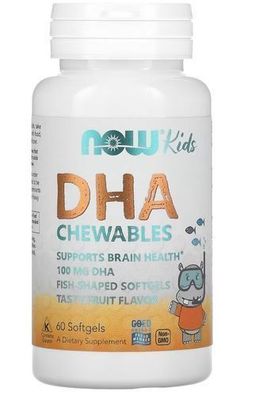 Now Foods, DHA 100mg fuer Kinder, 60 Lutschkapseln
