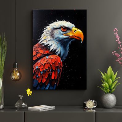 Adler in Farben Kunst, Tier Animal Wandbild Leinwand, Acrylglas, Poster Bild Deko Nr1