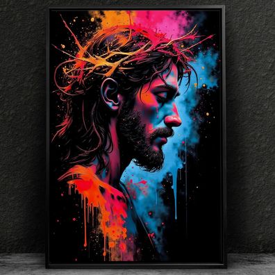 Abstrakt JESUS Christus, Religion Kunst, Wandbild Leinwand, Acrylglas oder Poster Nr6