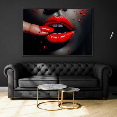 Sinnliche rote Lippen, erotisch Kunst Bild, Wandbild Leinwand, Acrylglas, Poster Nr1